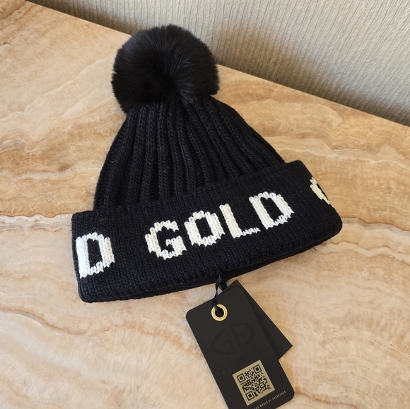 Goldbergh Hodd Faux Fur Beanie Black Cream White - Picture 8 of 12